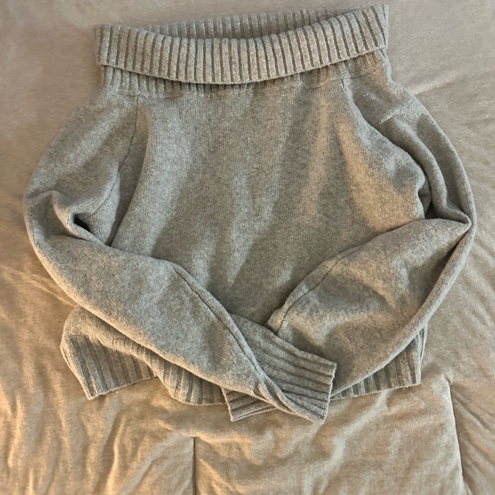 Hollister Soft Gray Off the Shoulder Sweater